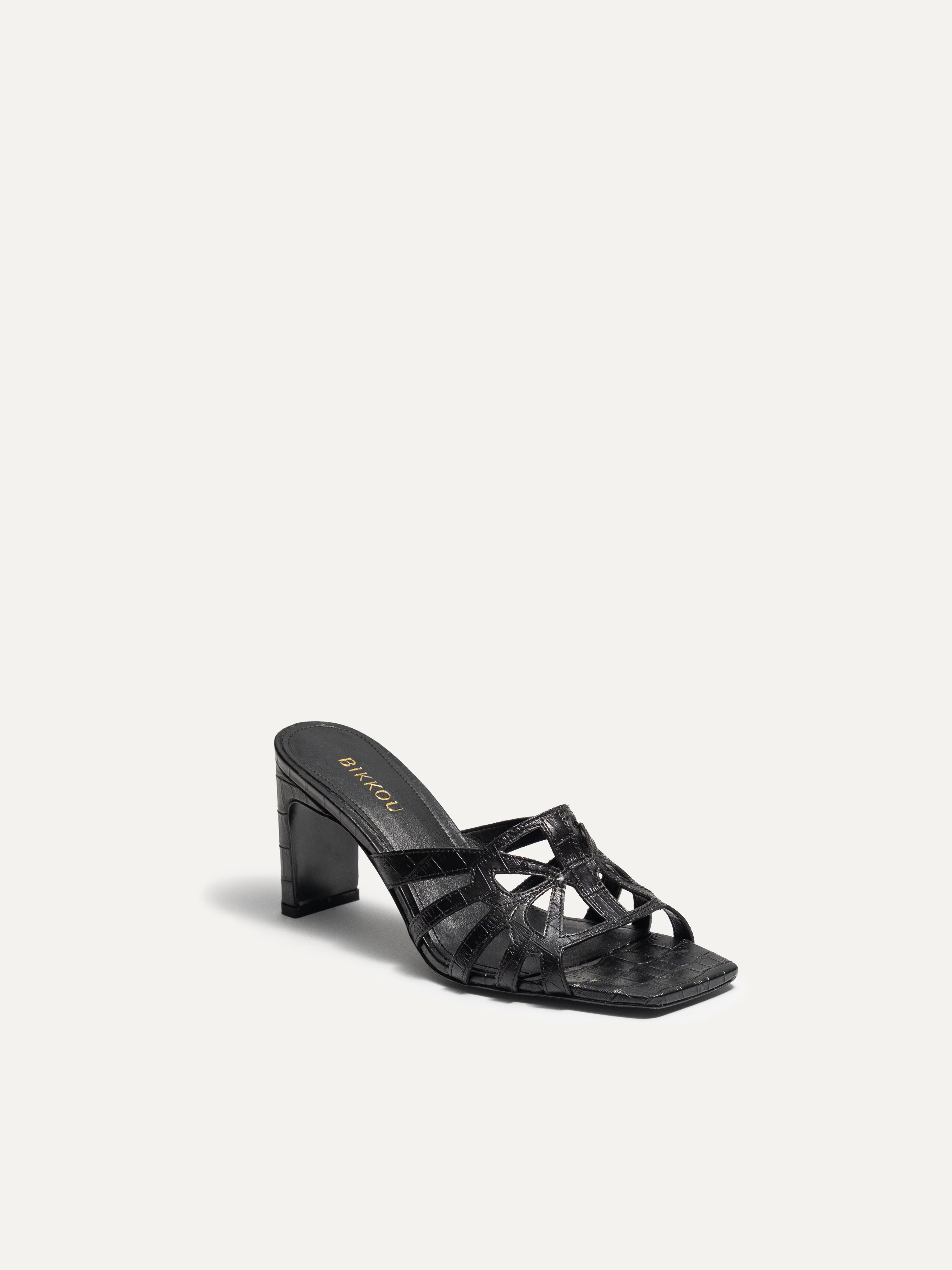 BIKKOU - 7:30PM GOLDEN HOUR BLACK croco 3/4 view